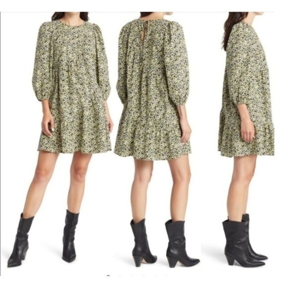 Rails Louise Chrysanthemum Tiered Ditsy Floral Mini‎ Dress Peasant Cottagecore